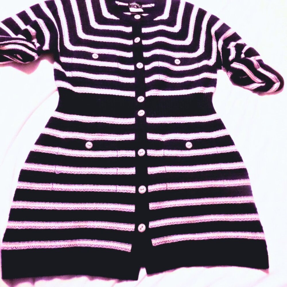 Chanel Button Down Cardigan Mini Dress 2015 SS Runway